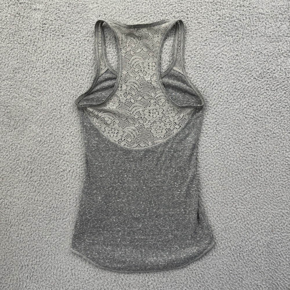Y2K Abercrombie & Fitch Tank Top Gray Crochet Racerback Retro Women's Small - Picture 3 of 8